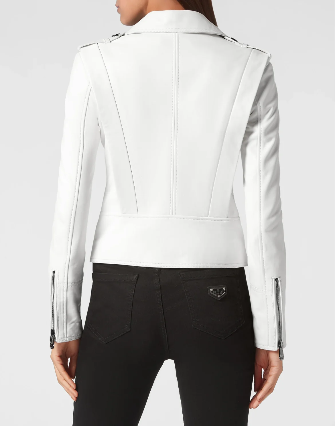 Leather Biker Jacket, цвет: Белый