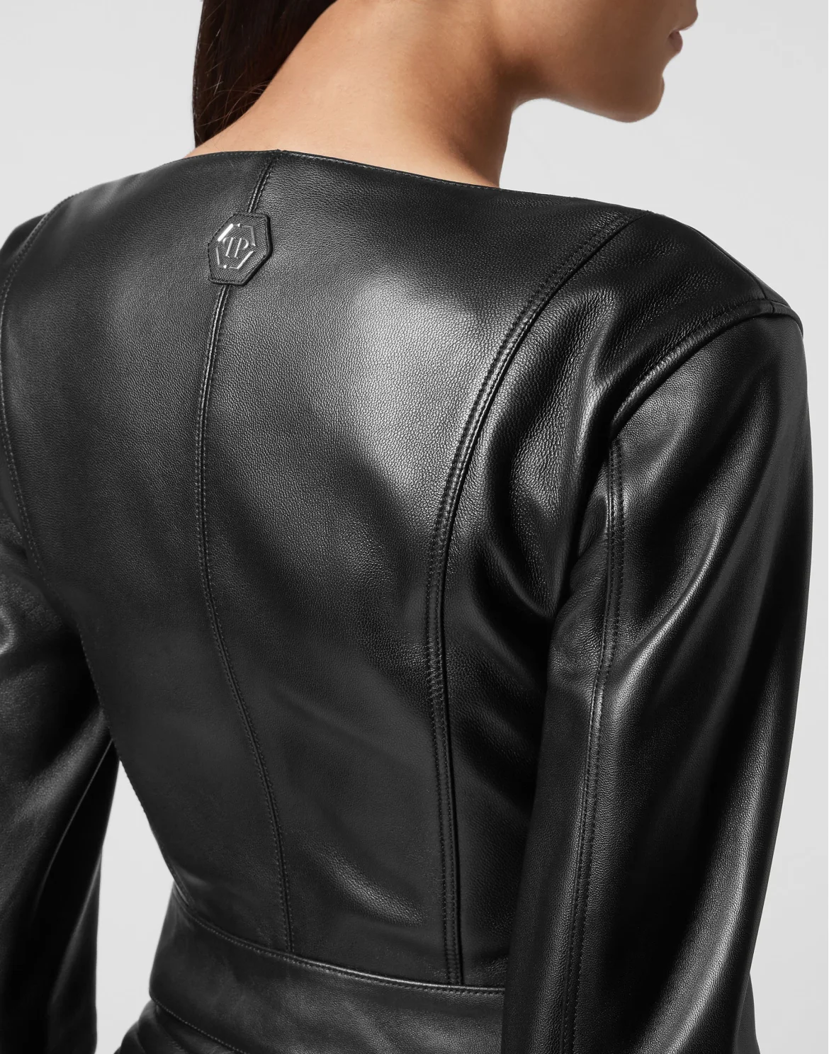 Vintage Leather Cropped Jacket, цвет: Черный