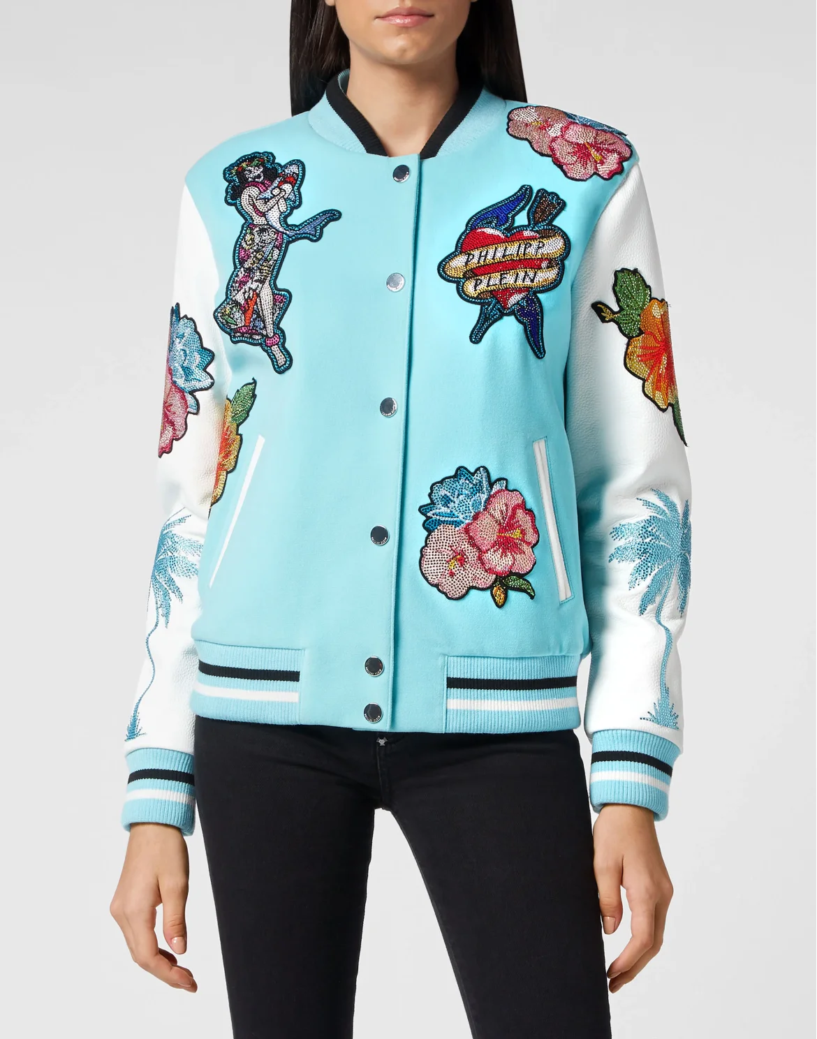 Leather Bomber Hawaii, цвет: Голубой