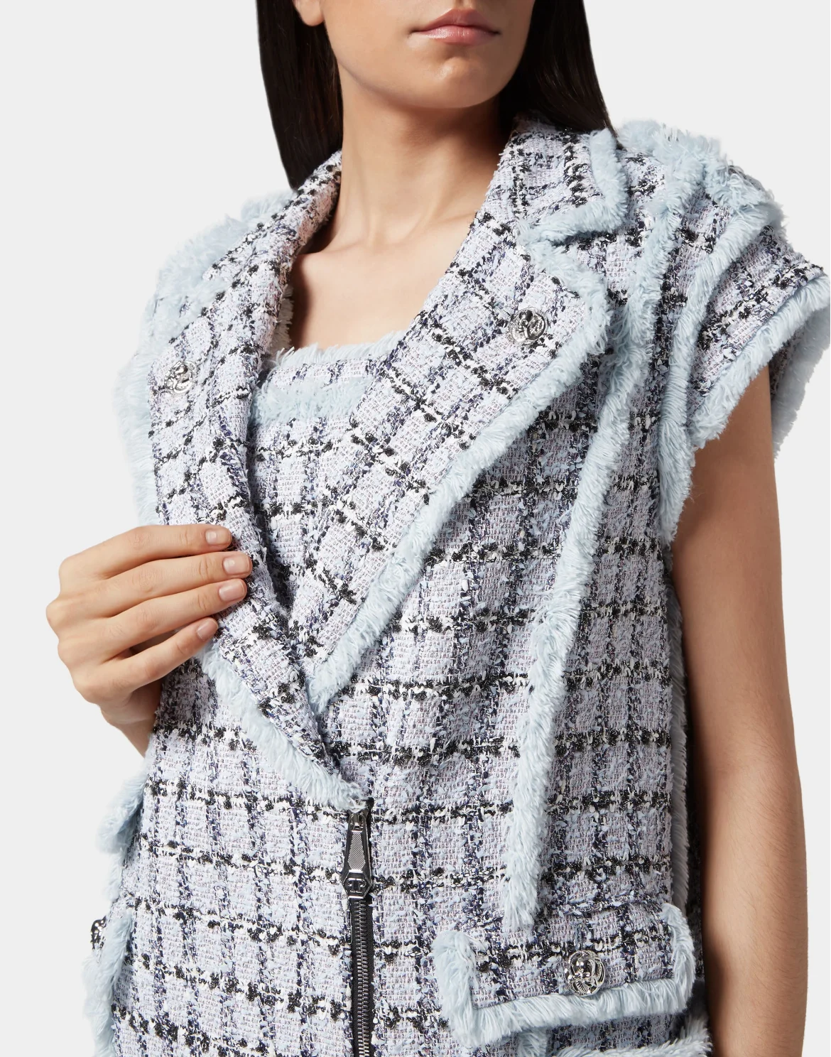 Oversize Tweed Gilet, цвет: Голубой