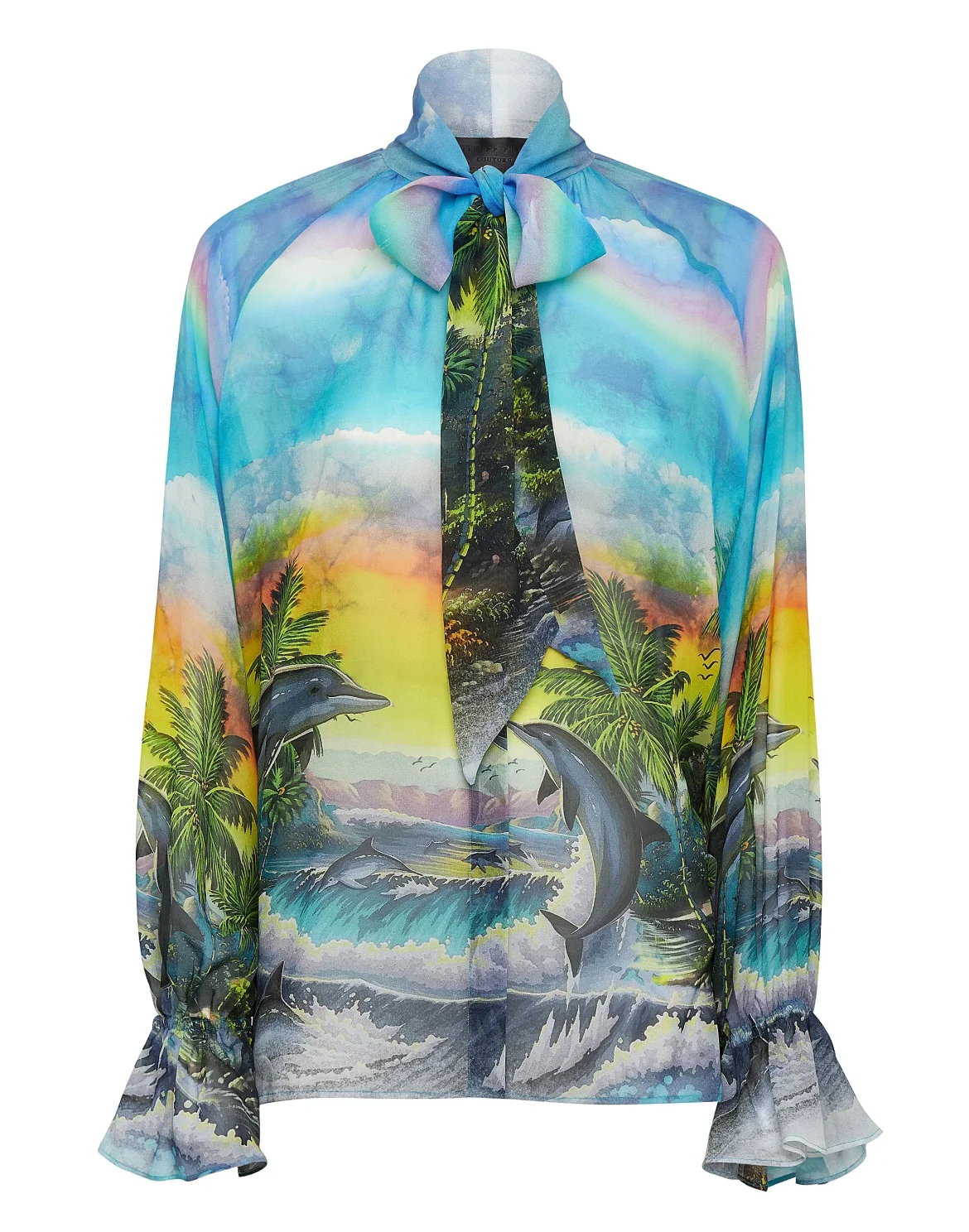 Silk Chiffon Shirt Hawaii, цвет: Бирюзовый