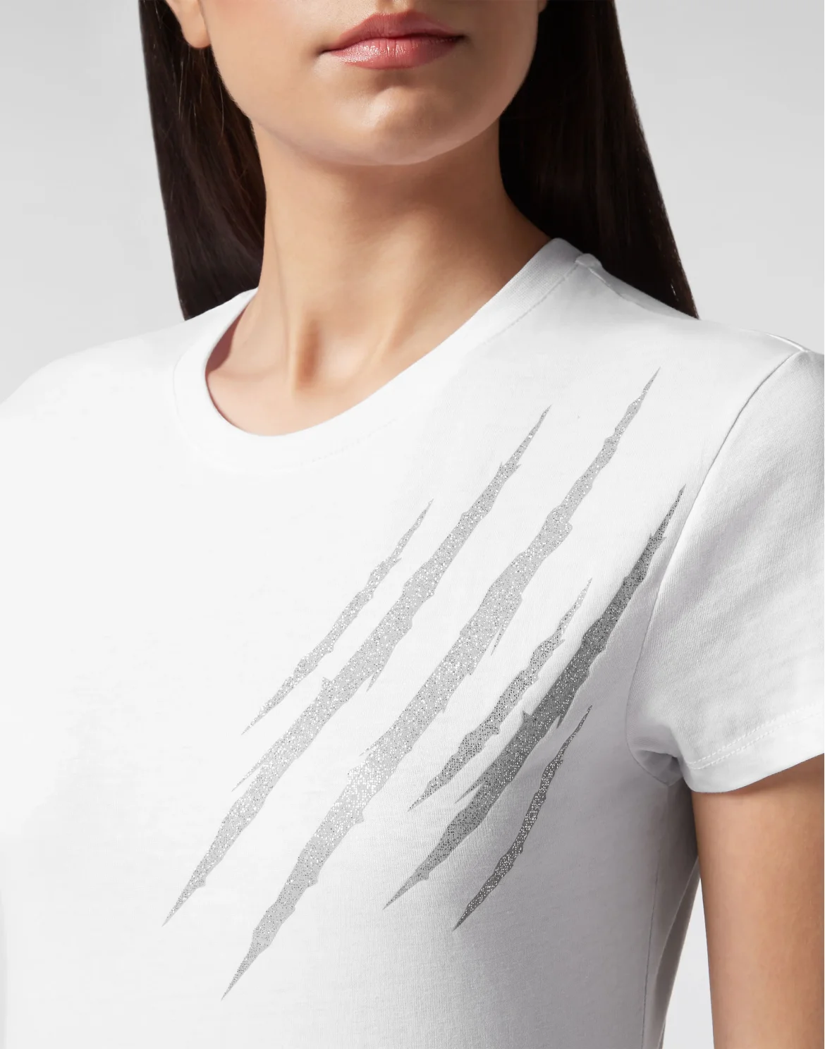 T-shirt Round Neck Sexy Pure Fit Scratch, цвет: Белый