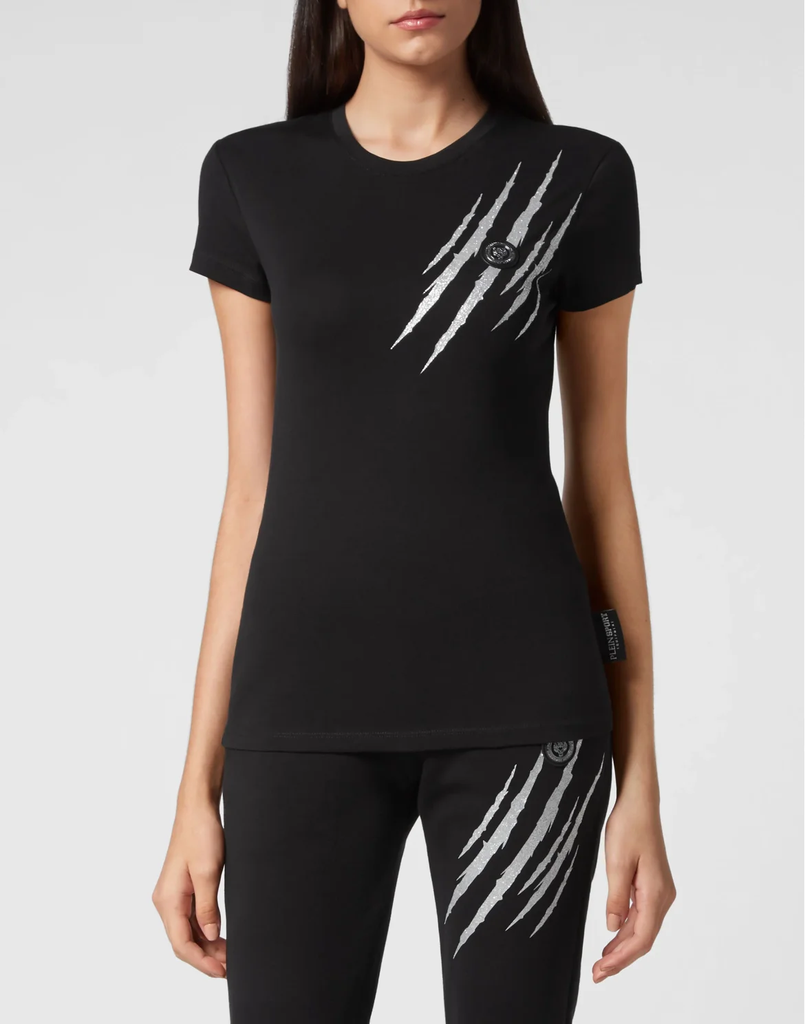 T-shirt Round Neck Sexy Pure Fit Scratch, цвет: Черный