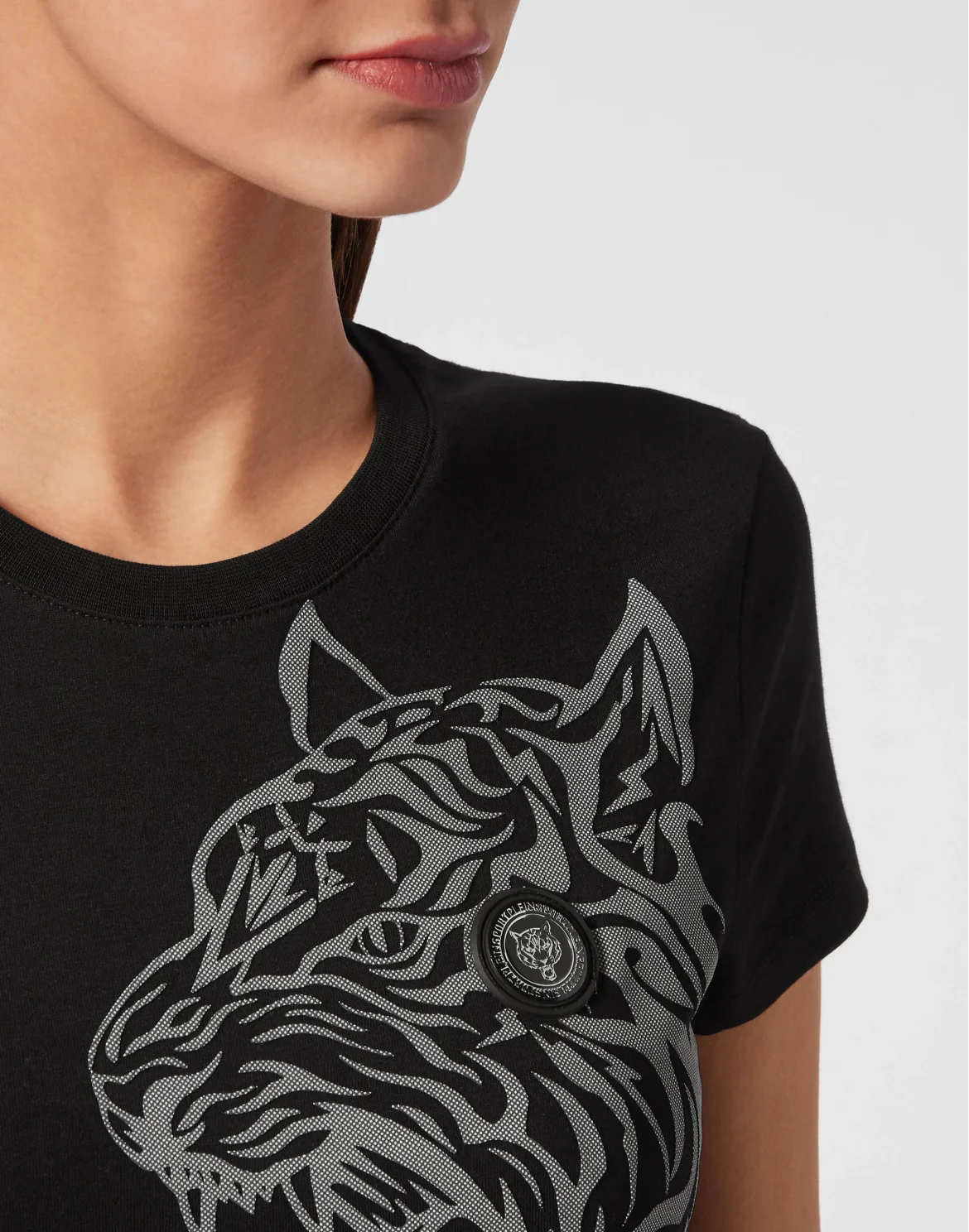 T-shirt Round Neck Sexy Pure Fit Tiger, цвет: Черный