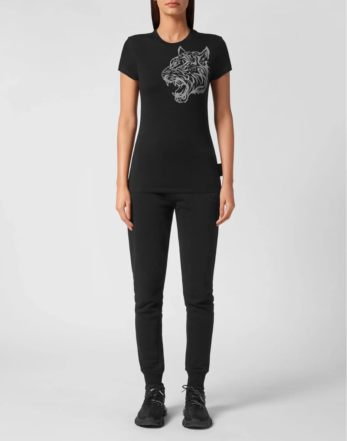 T-shirt Round Neck Sexy Pure Fit Tiger, цвет: Черный