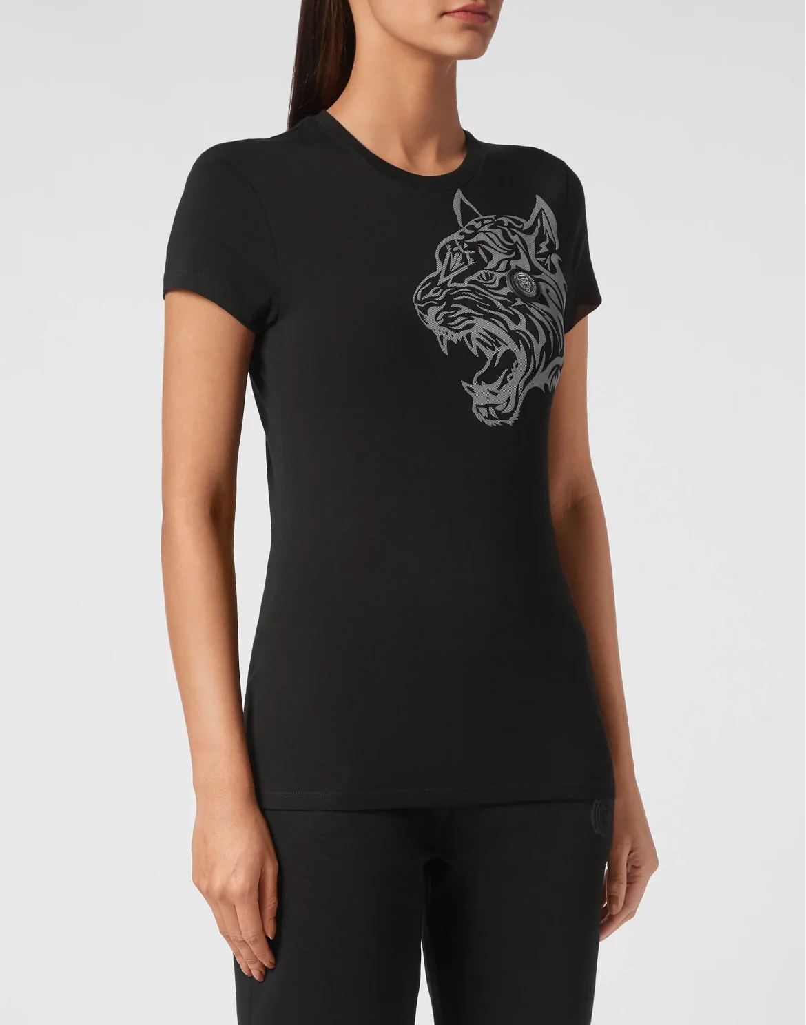 T-shirt Round Neck Sexy Pure Fit Tiger, цвет: Черный