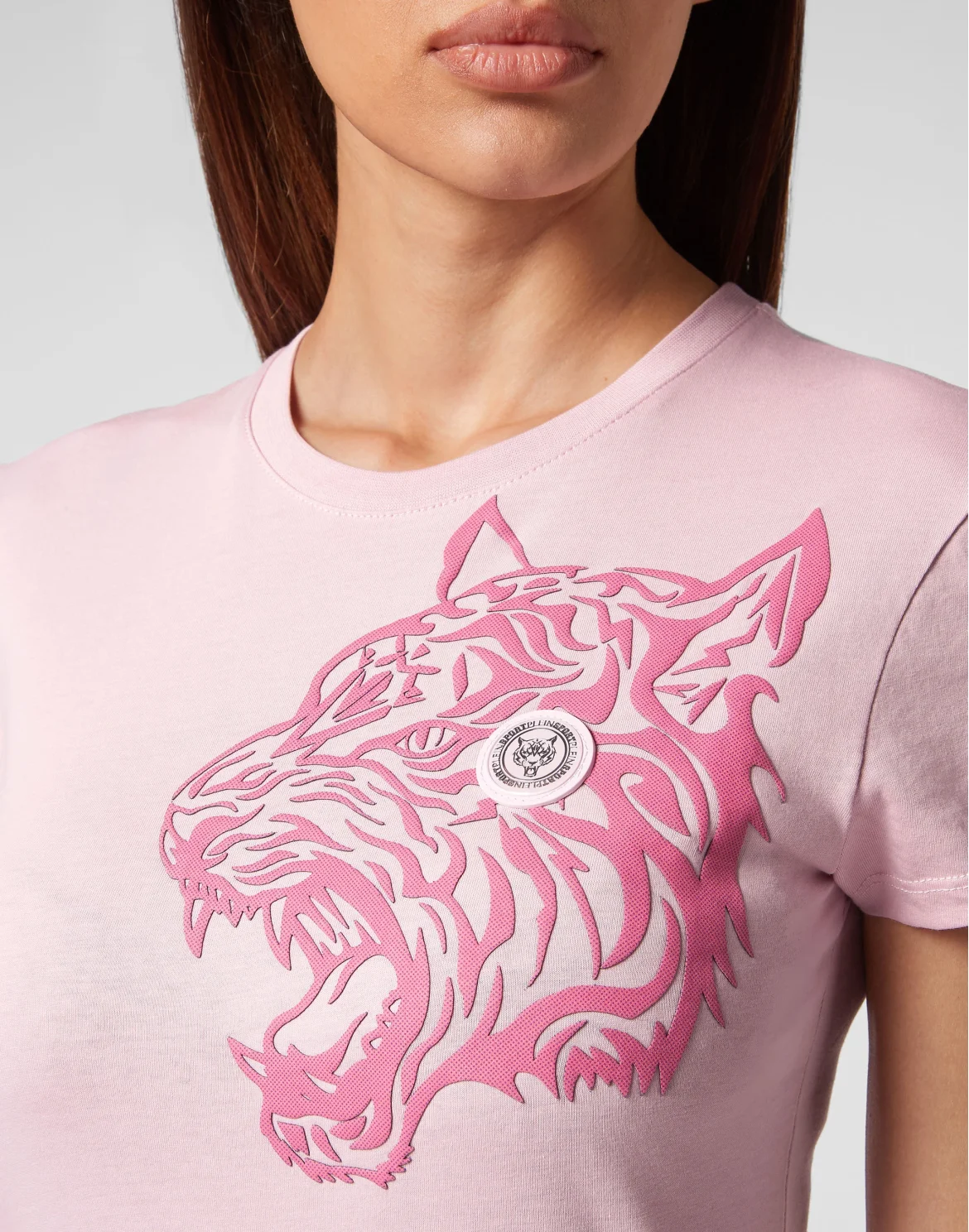 T-shirt Round Neck Sexy Pure Fit Tiger, цвет: Розовый