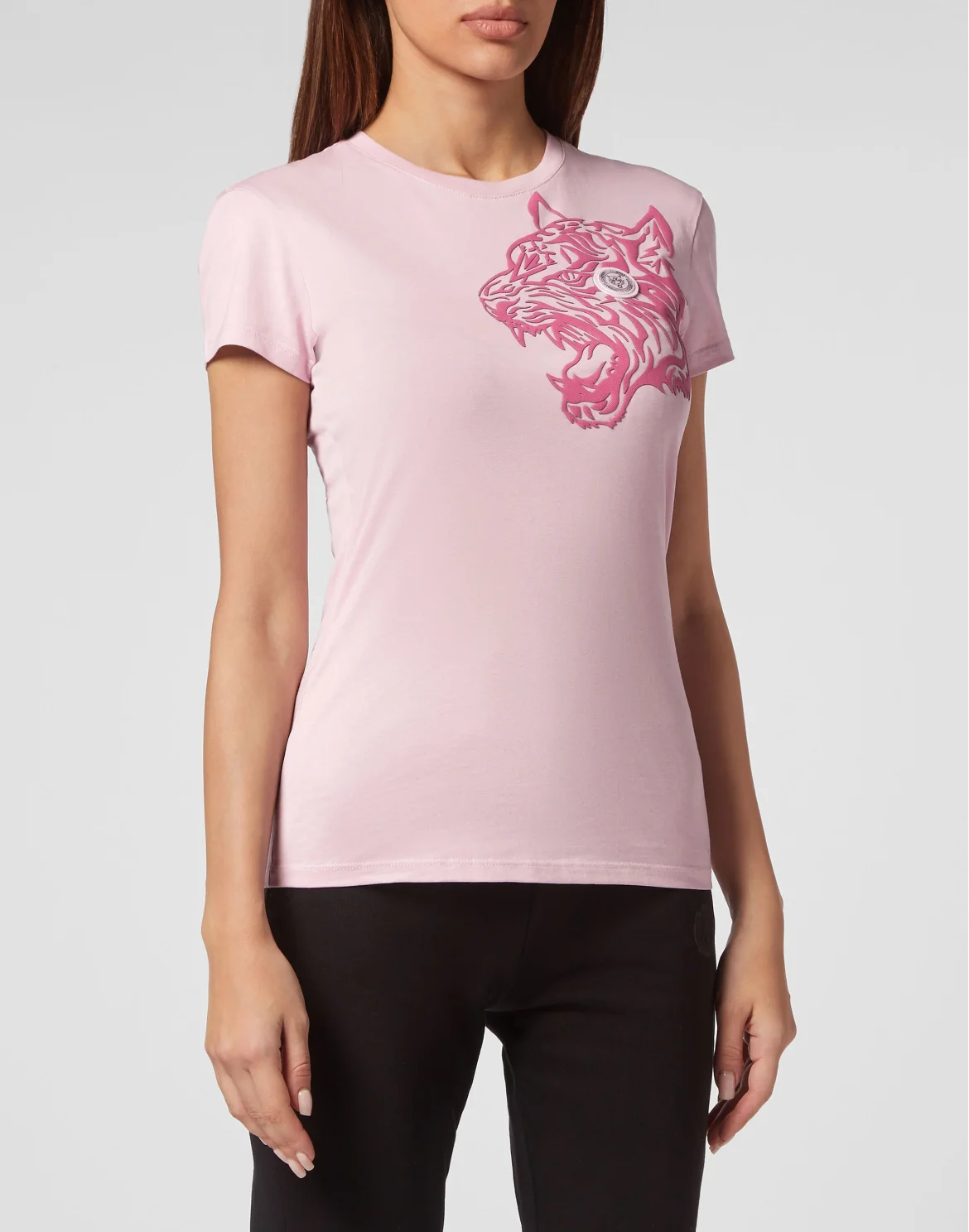 T-shirt Round Neck Sexy Pure Fit Tiger, цвет: Розовый