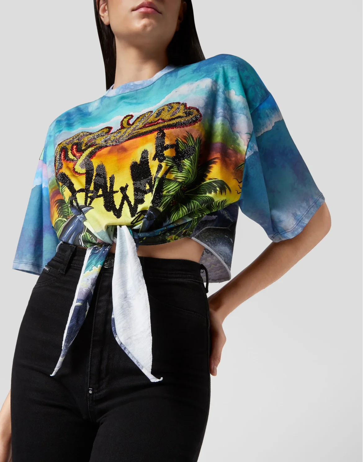Cropped T-shirt Hawaii, цвет: Голубой