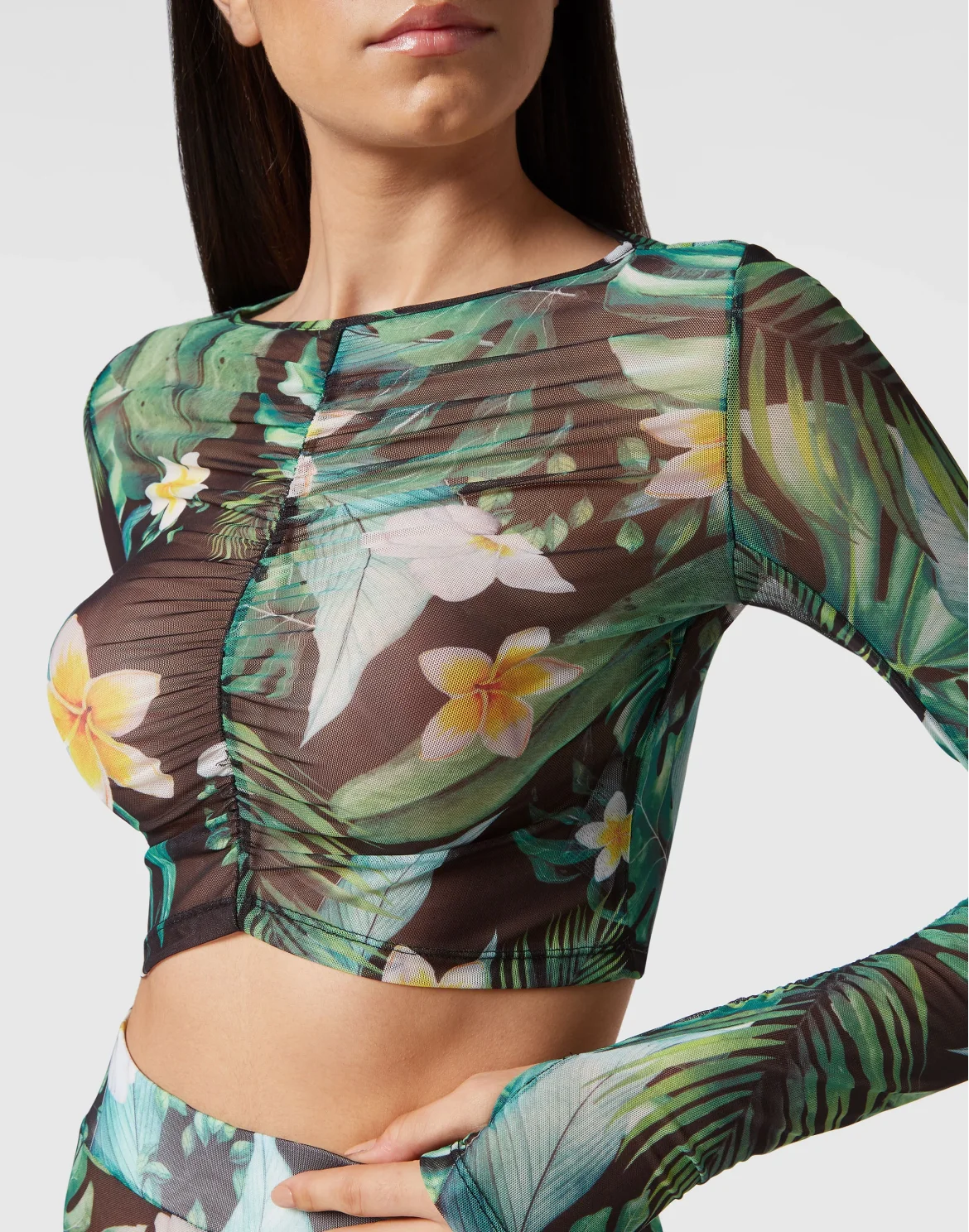 Cropped T-shirt LS Hawaii, цвет: Зеленый
