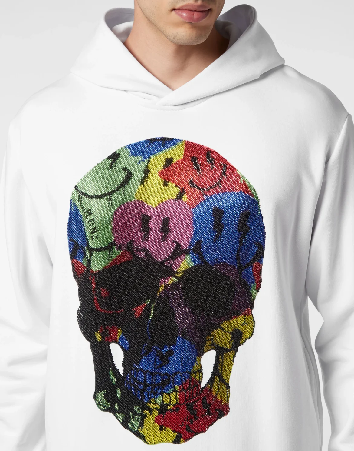 Hoodie Sweatshirt with Crystals Smile, цвет: Белый