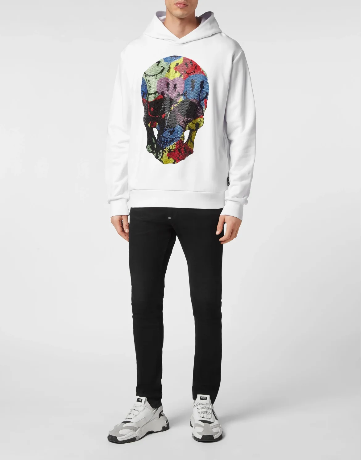 Hoodie Sweatshirt with Crystals Smile, цвет: Белый