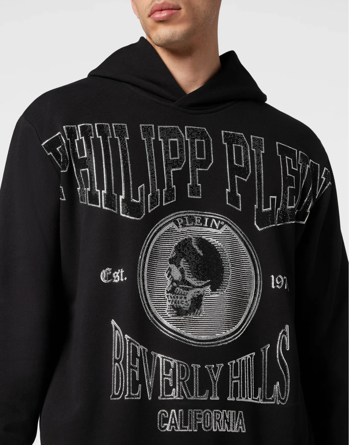 Hoodie Sweatshirt with Crystals, цвет: Черный