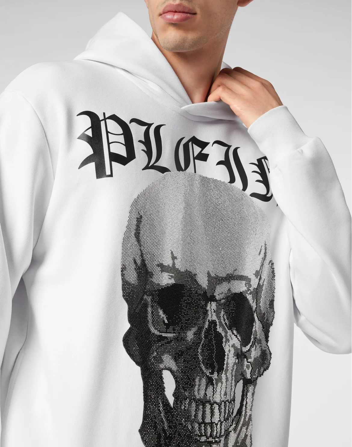 Hoodie Sweatshirt with Crystals Skull, цвет: Белый