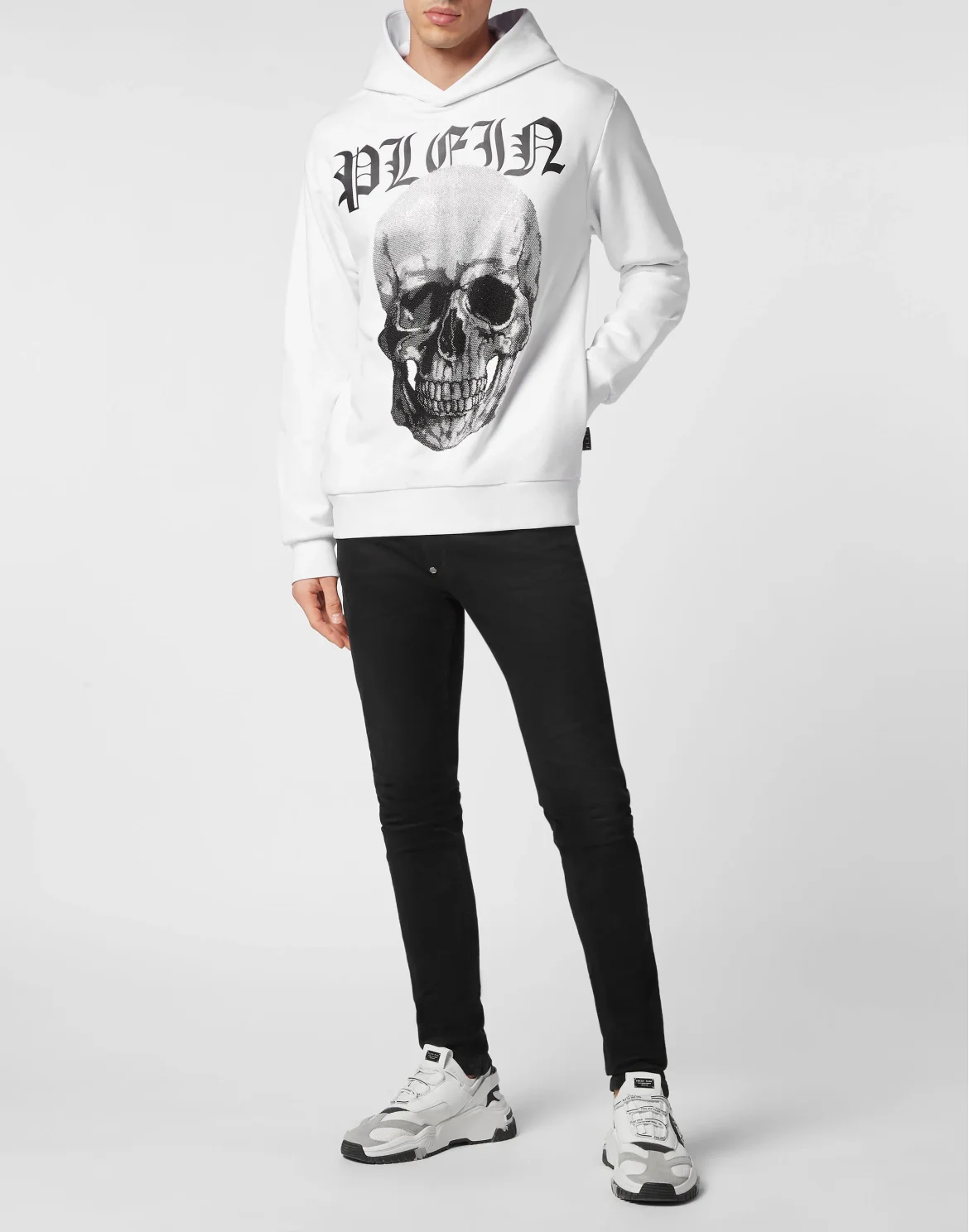 Hoodie Sweatshirt with Crystals Skull, цвет: Белый