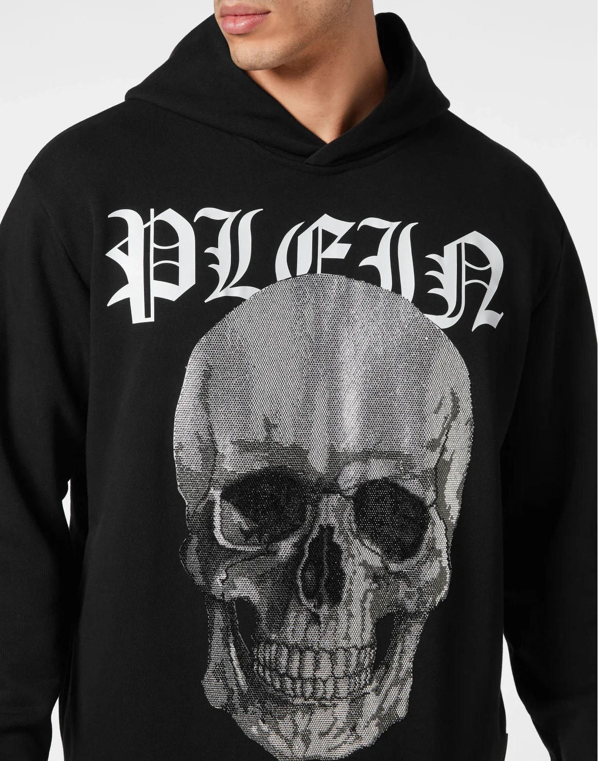 Hoodie Sweatshirt with Crystals Skull, цвет: Черный