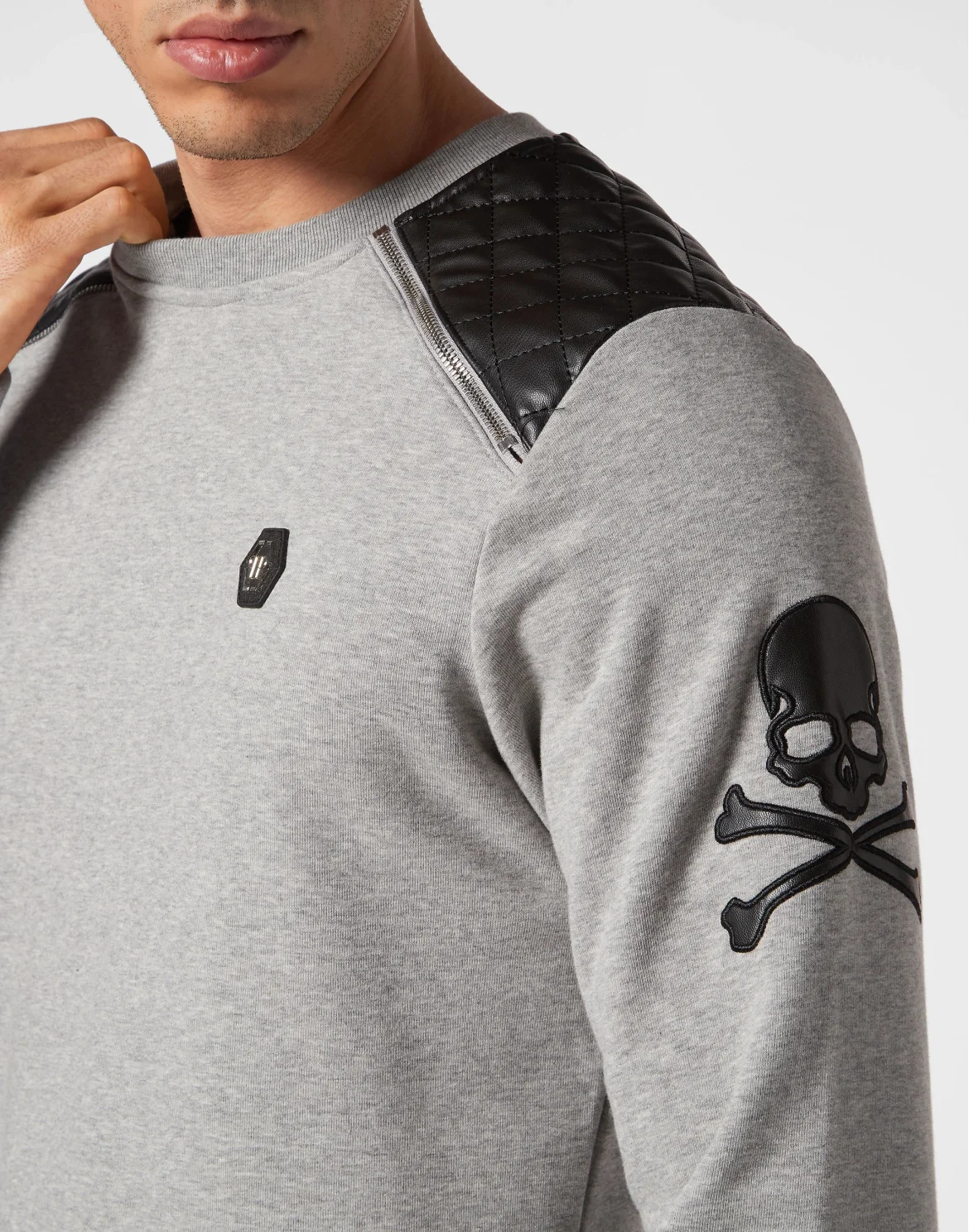 Zip Chain Sweatshirt LS Gothic Plein, цвет: Серый