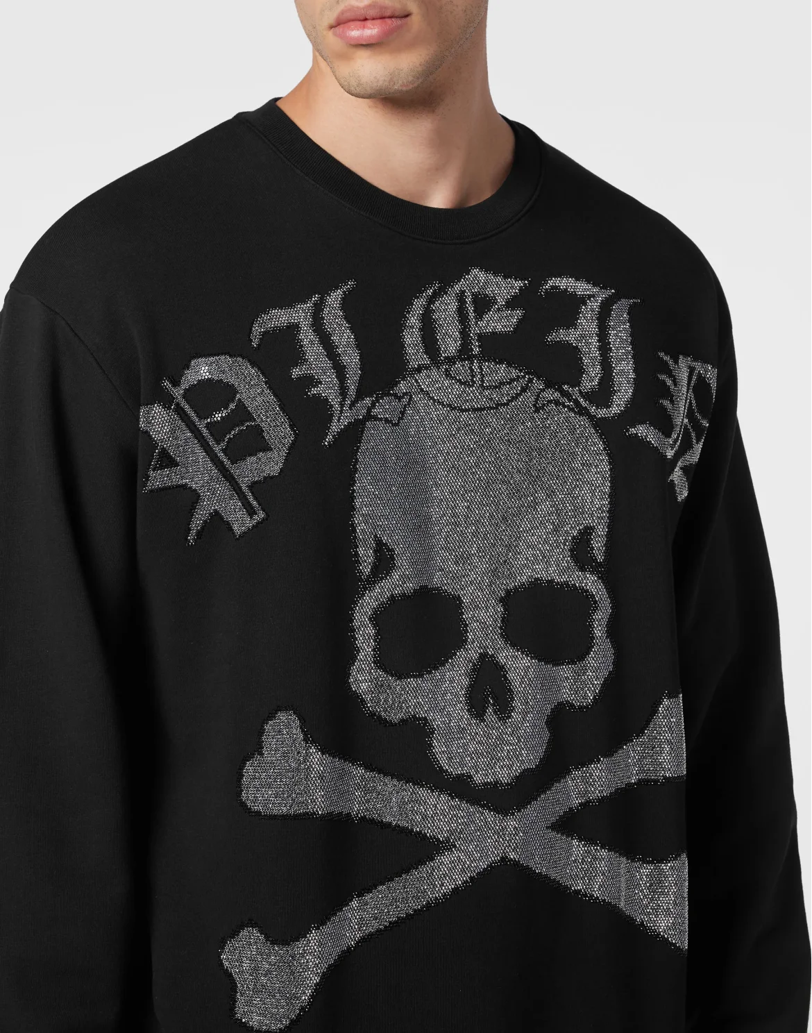 Sweatshirt LS with Crystals Paisley Gothic Plein, цвет: Черный