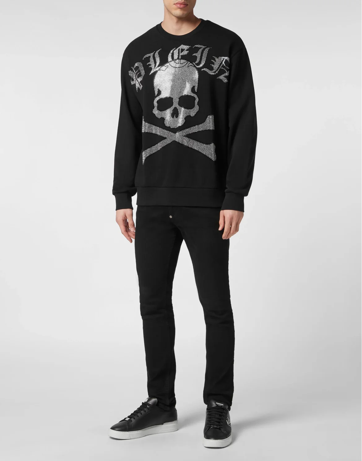 Sweatshirt LS with Crystals Paisley Gothic Plein, цвет: Черный