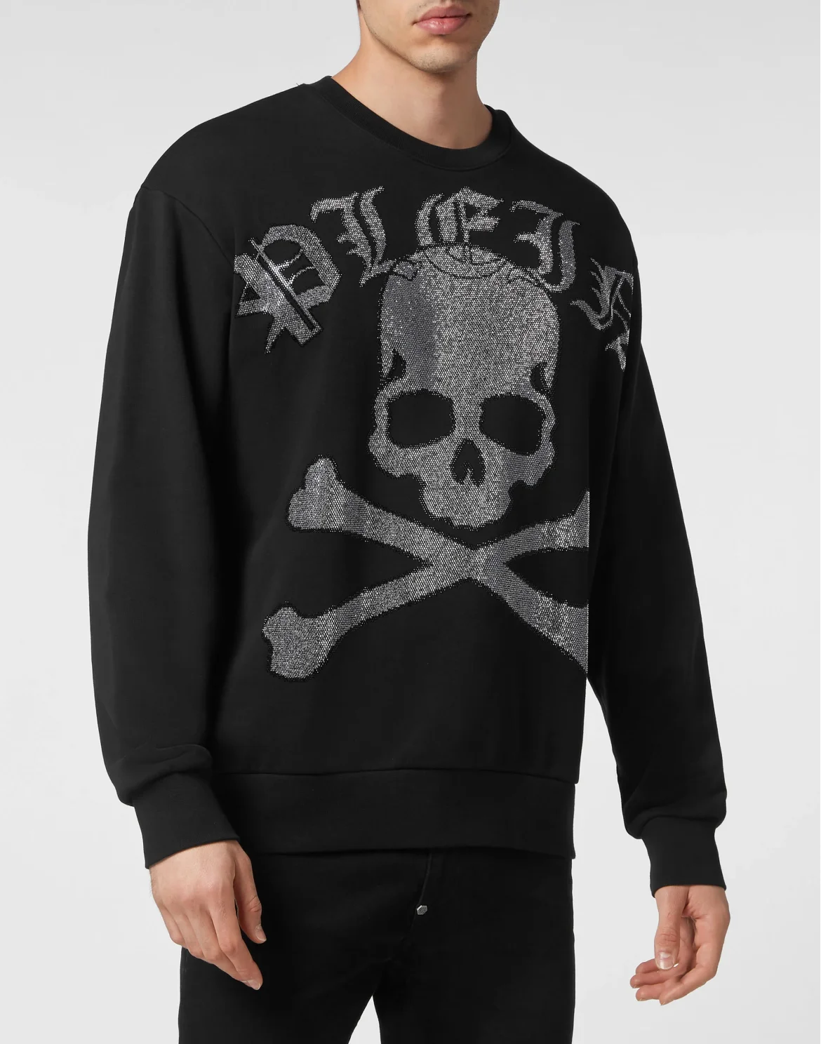 Sweatshirt LS with Crystals Paisley Gothic Plein, цвет: Черный