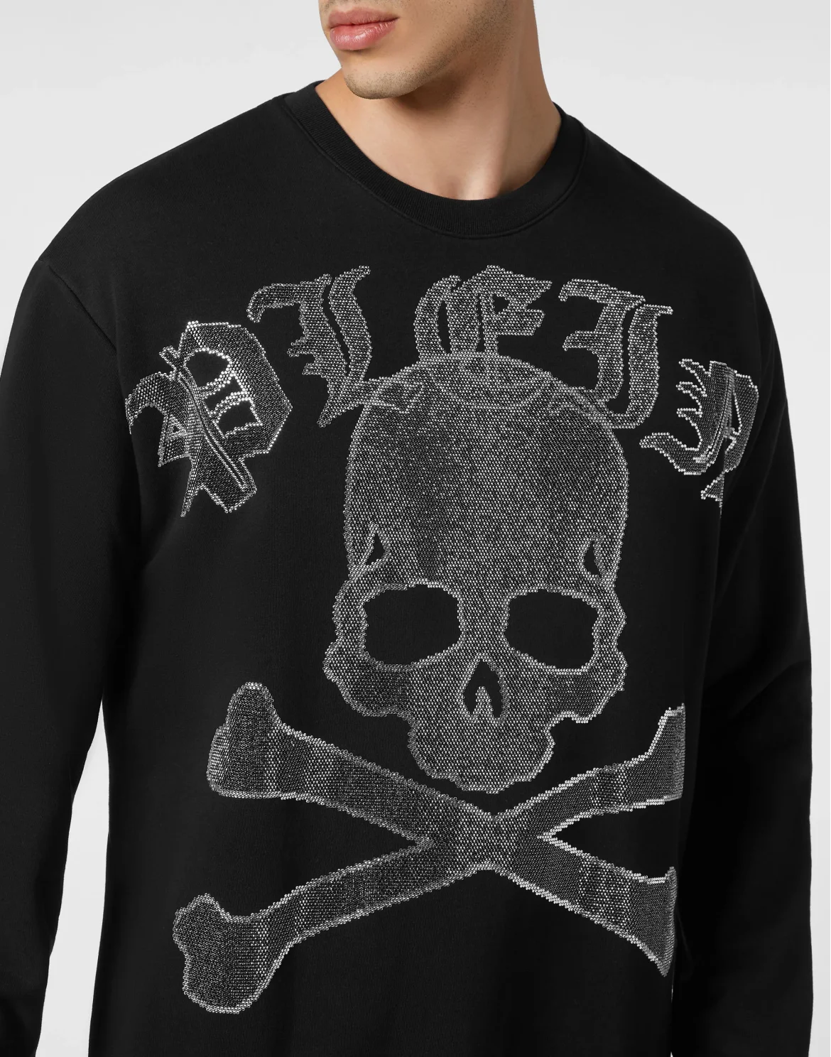 Sweatshirt LS with Crystals Paisley Gothic Plein, цвет: Черный