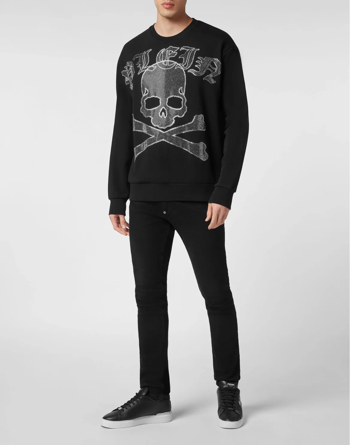 Sweatshirt LS with Crystals Paisley Gothic Plein, цвет: Черный