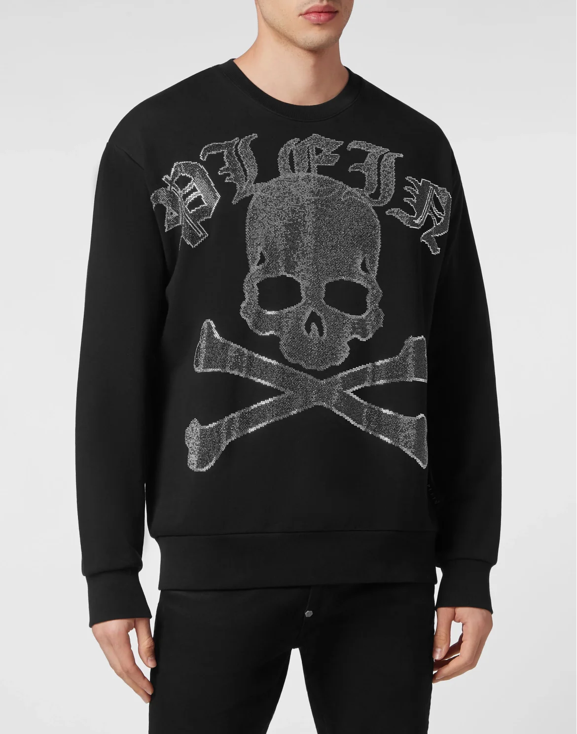 Sweatshirt LS with Crystals Paisley Gothic Plein, цвет: Черный