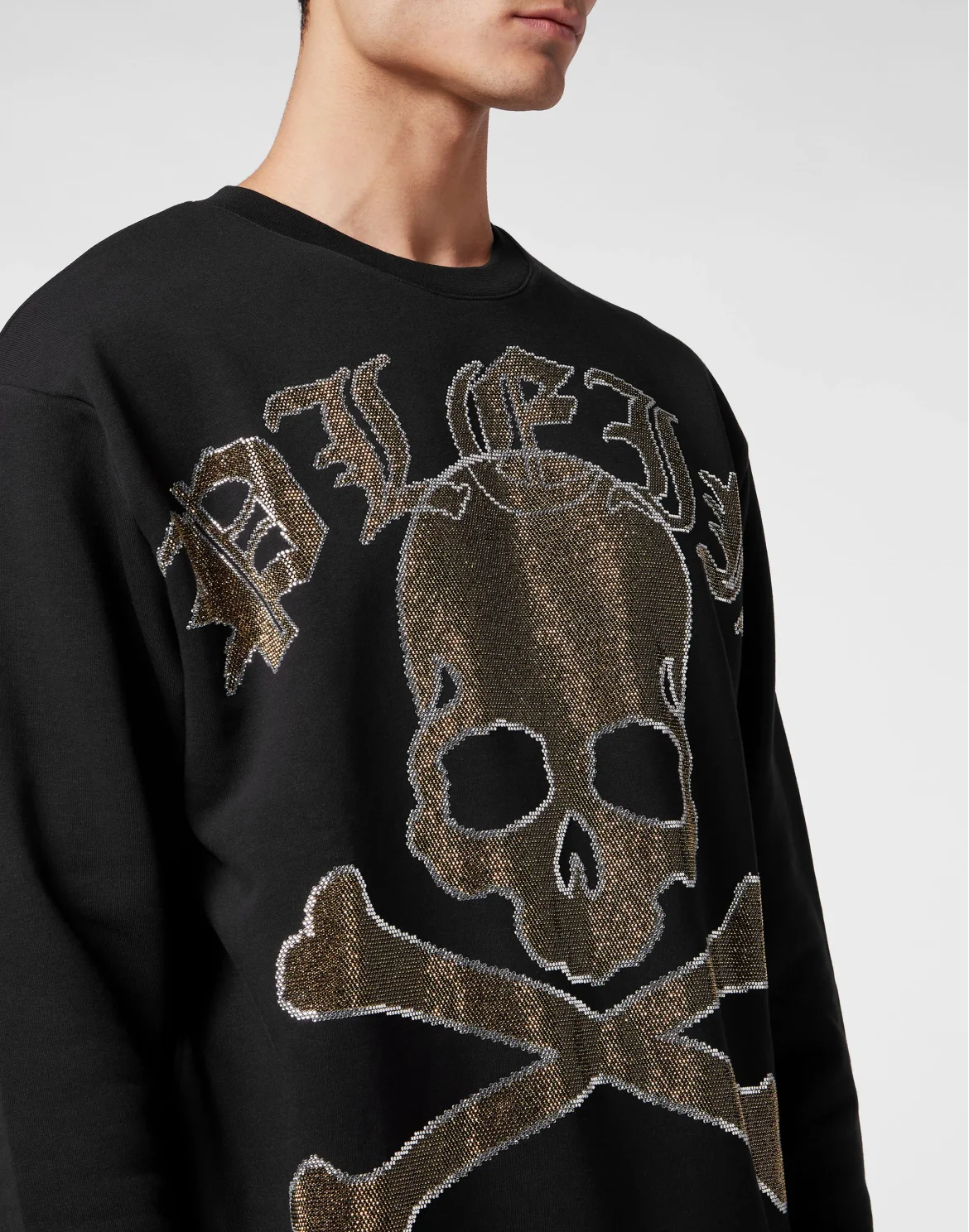 Sweatshirt LS with Crystals Paisley Gothic Plein, цвет: Черный