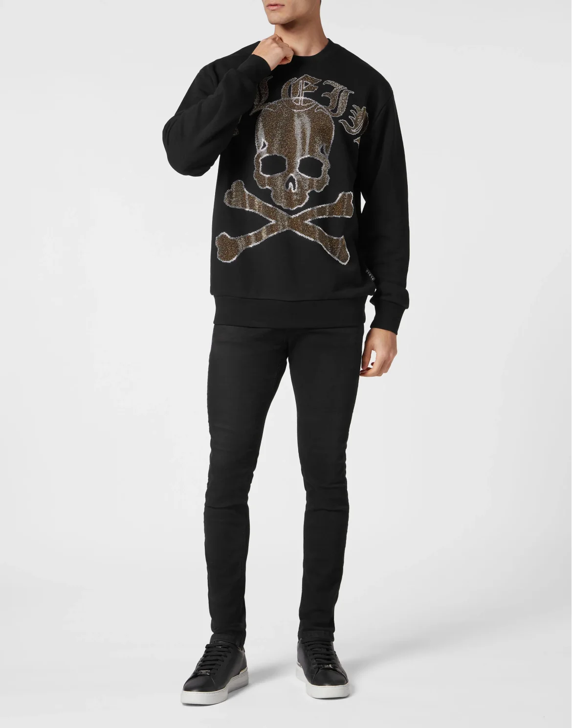 Sweatshirt LS with Crystals Paisley Gothic Plein, цвет: Черный