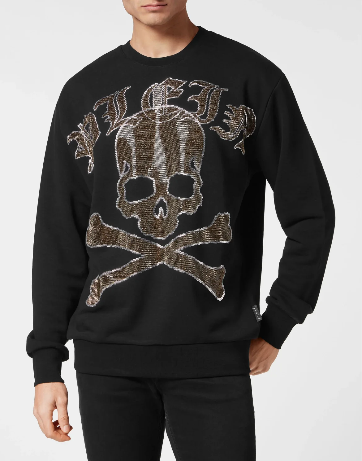 Sweatshirt LS with Crystals Paisley Gothic Plein, цвет: Черный