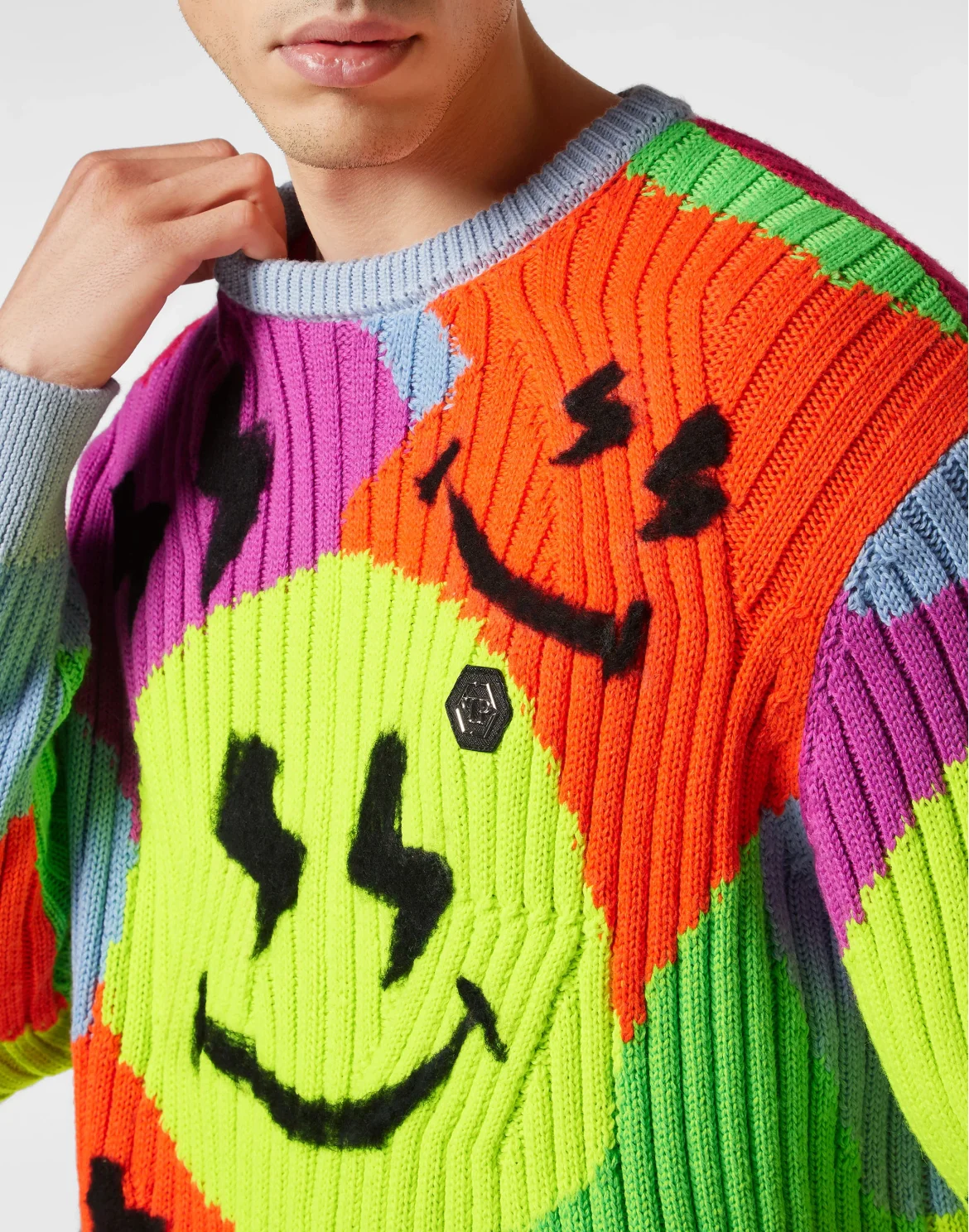 Yarn Blend Wool Roundneck Smile Graffiti, цвет: Мультиколор