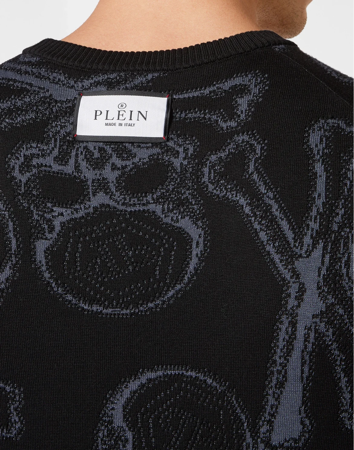 Cotton Pullover Round Neck Skull&Bones, цвет: Черный