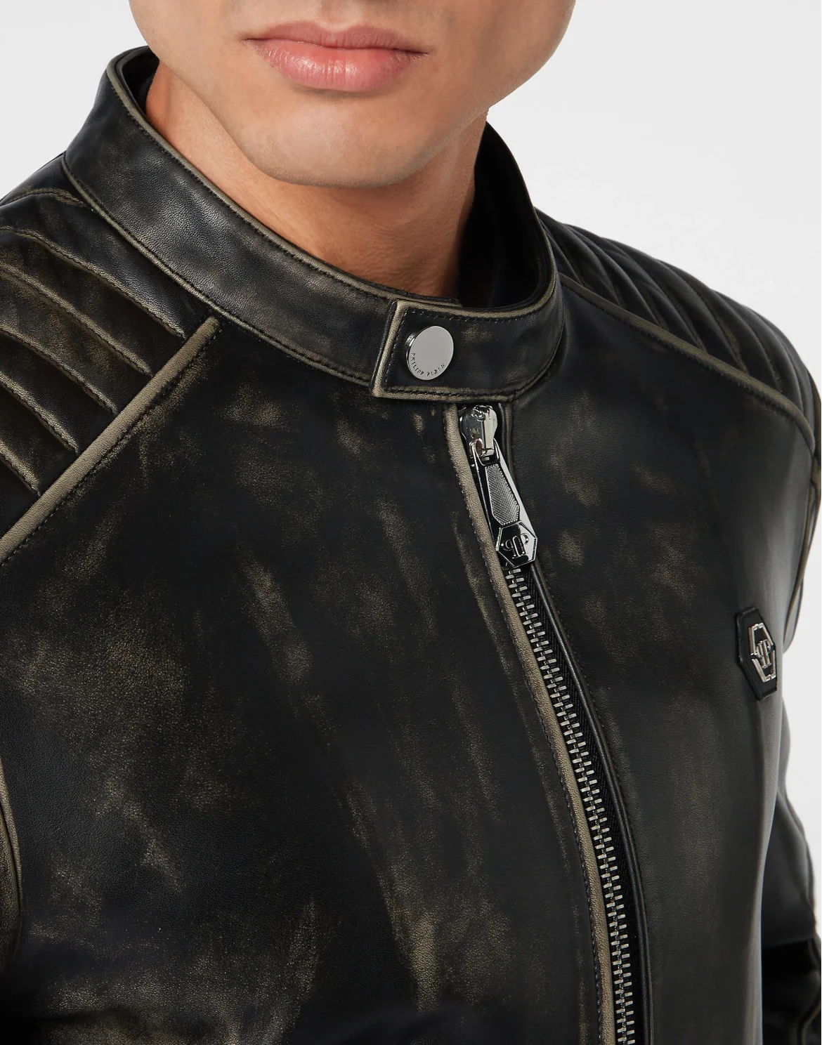 Leather Motor Jacket, цвет: Черный
