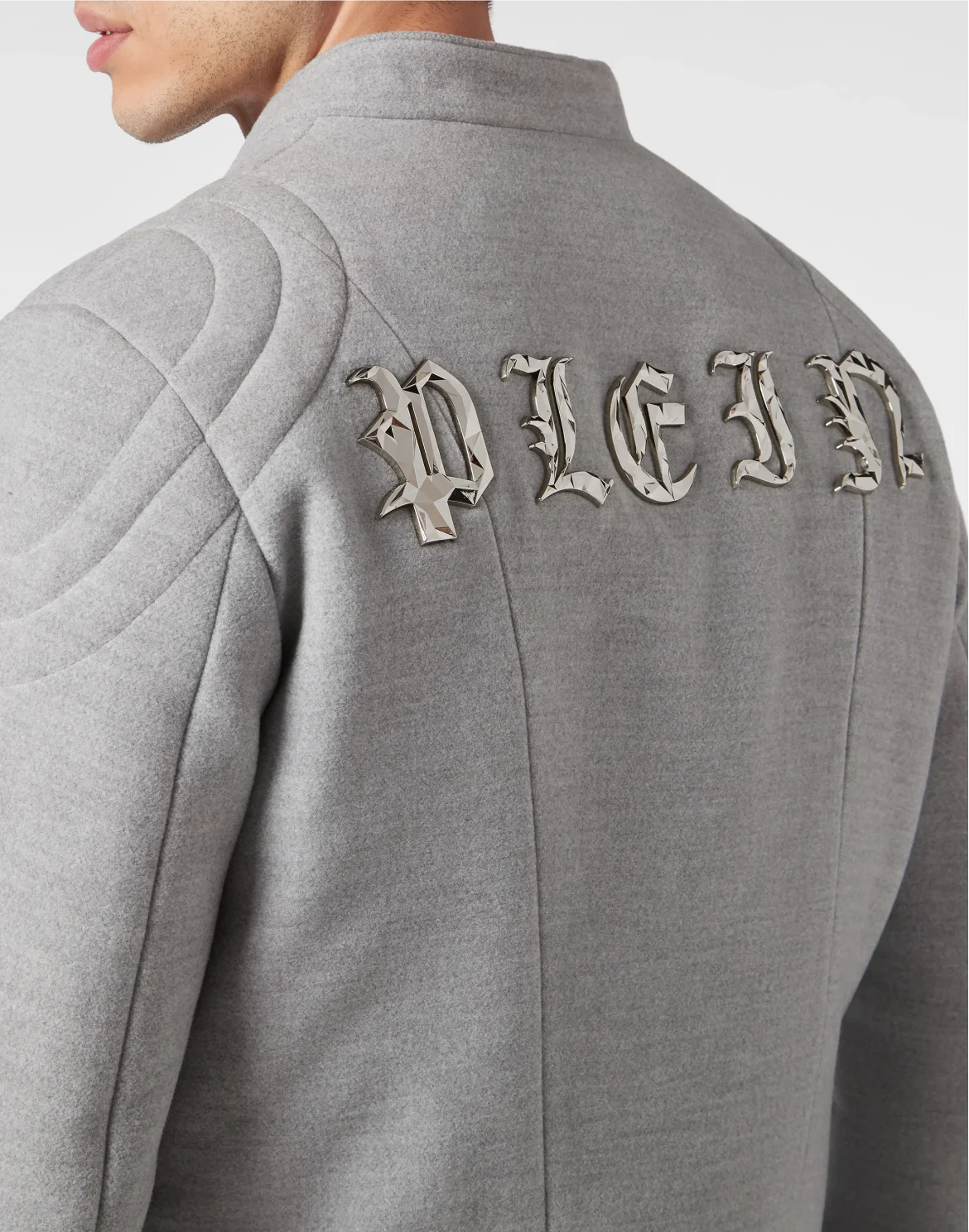 Woolen Cloth Biker Jacket Gothic Plein, цвет: Серый
