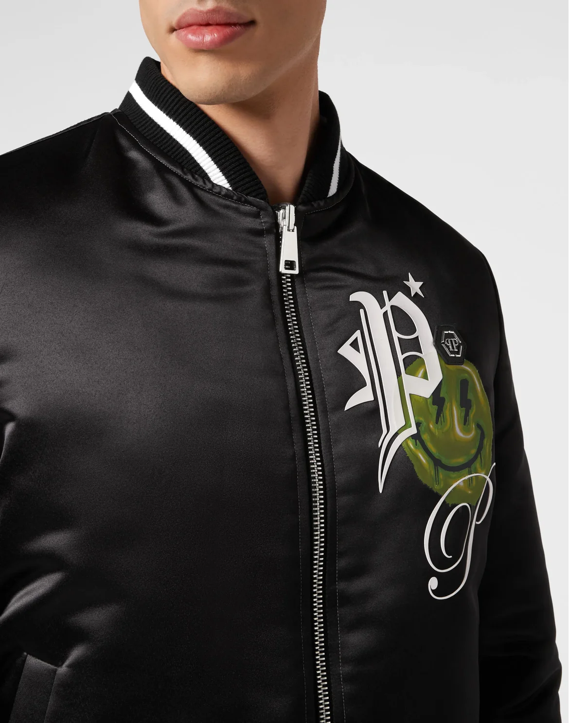 Satin Bomber Smile, цвет: Черный