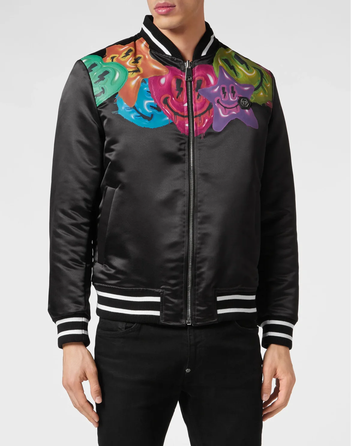 Satin Bomber Smile, цвет: Черный