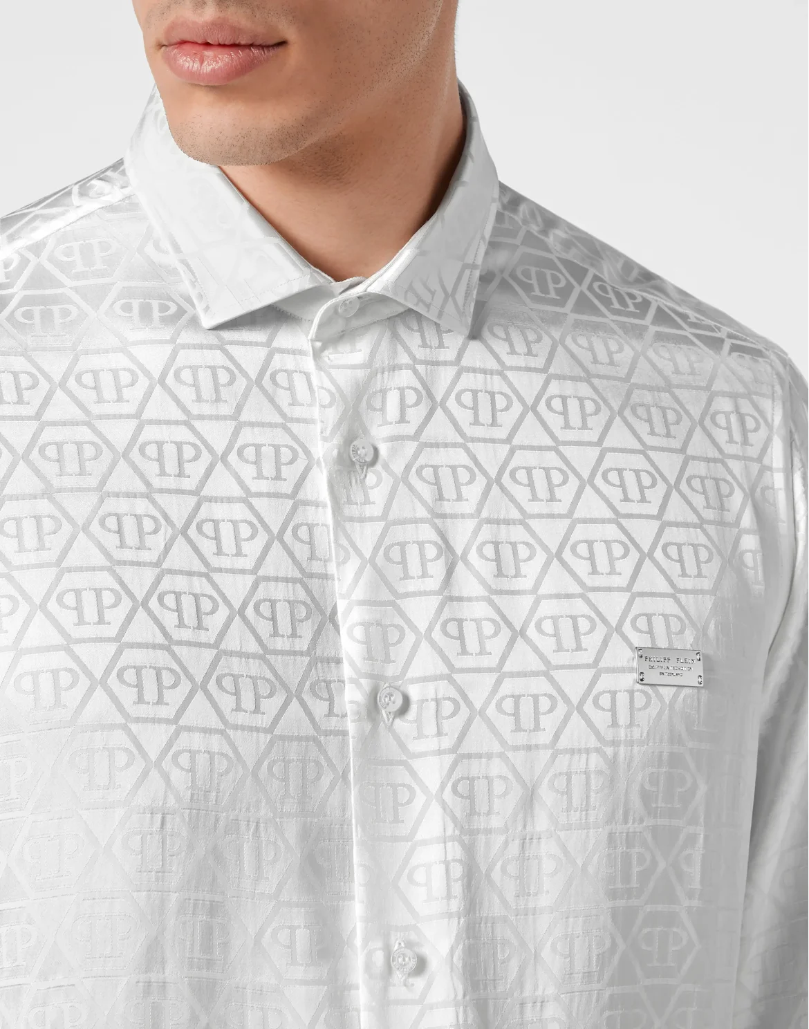 Jacquard Shirt Sugar Daddy Cut LS Monogram, цвет: Белый
