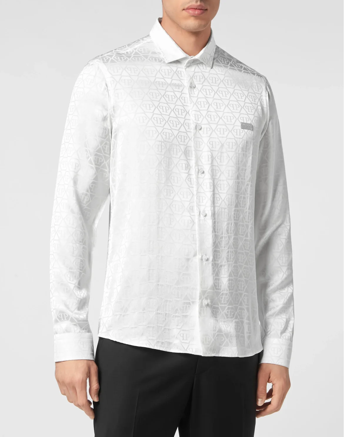 Jacquard Shirt Sugar Daddy Cut LS Monogram, цвет: Белый