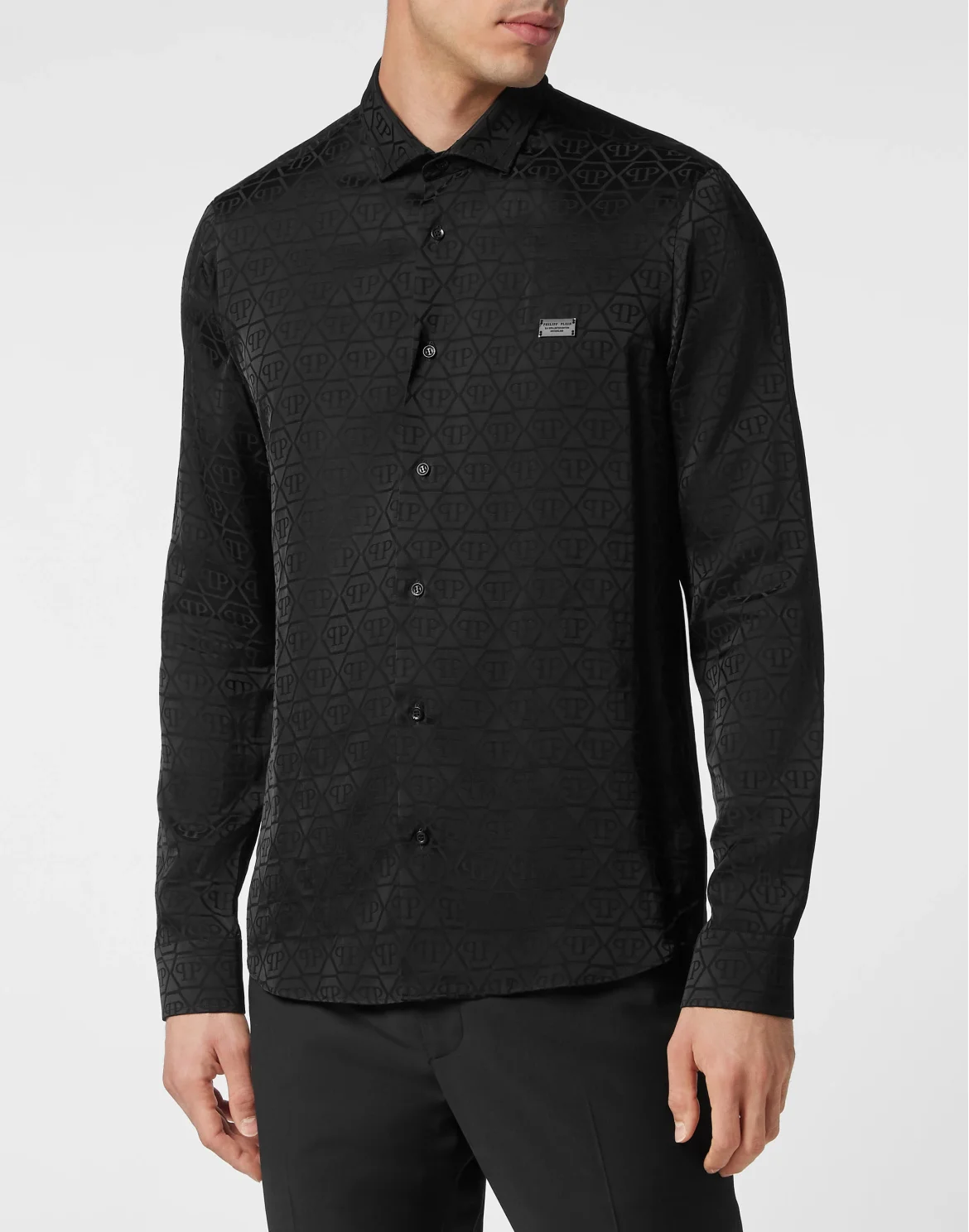 Jacquard Shirt Sugar Daddy Cut LS Monogram, цвет: Черный