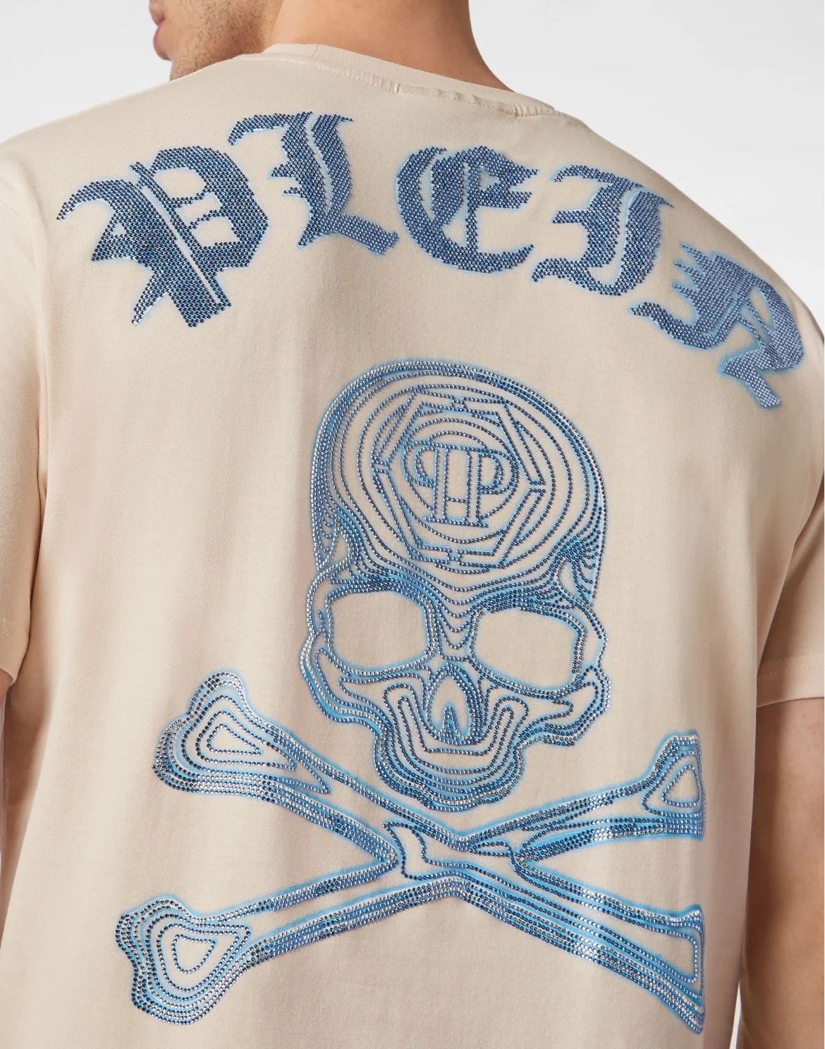 T-shirt Round Neck SS with Crystals Skull&Bones, цвет: Бежевый