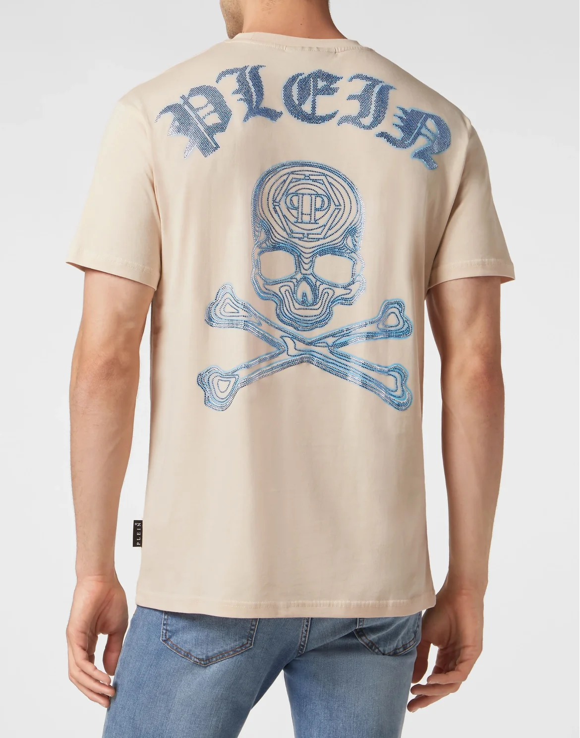 T-shirt Round Neck SS with Crystals Skull&Bones, цвет: Бежевый