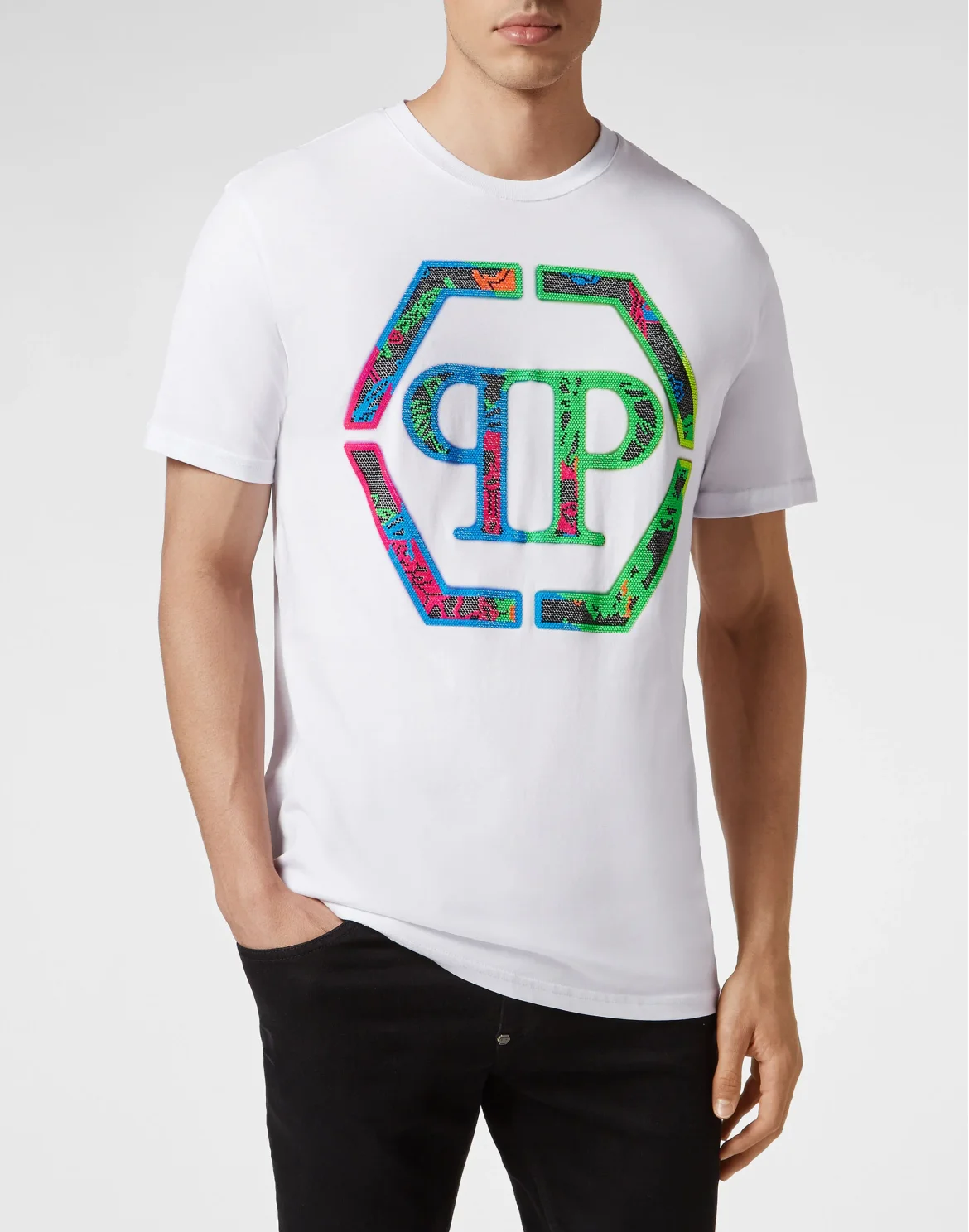 T-shirt Round Neck SS with Crystals, цвет: Белый