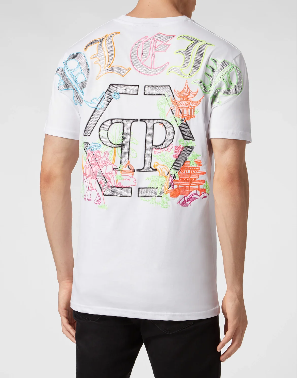 Embroidered T-shirt Round Neck SS, цвет: Белый