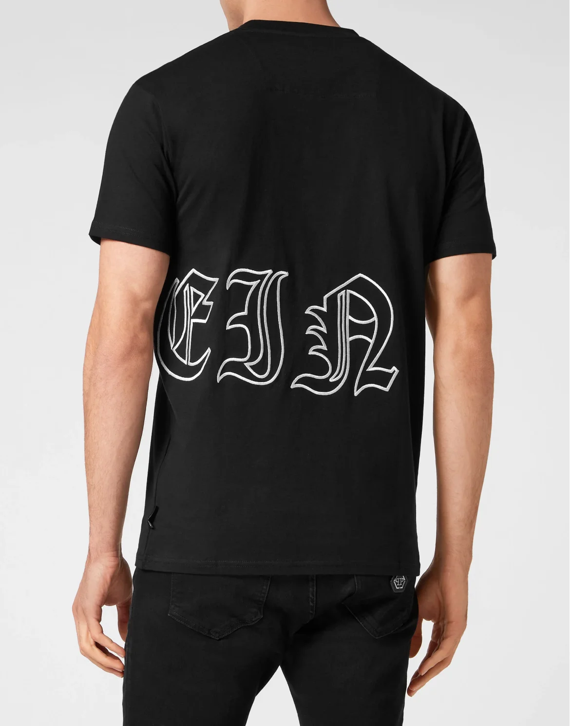 Embroidered T-shirt Round Neck SS, цвет: Черный