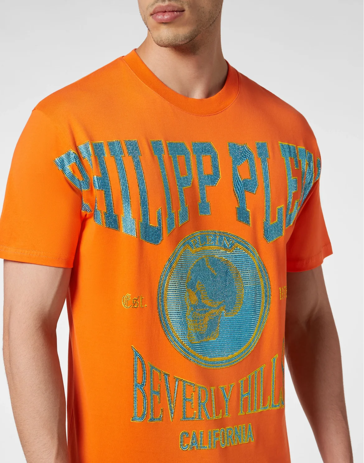 T-shirt Round Neck SS with Crystals, цвет: Оранжевый