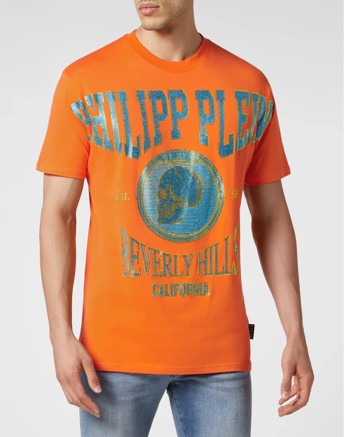 T-shirt Round Neck SS with Crystals, цвет: Оранжевый