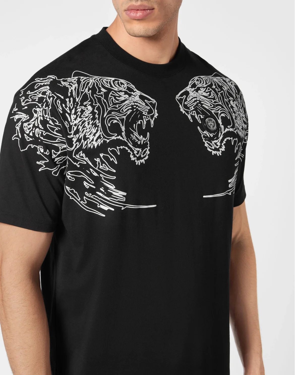 T-shirt Round Neck Tiger, цвет: Черный