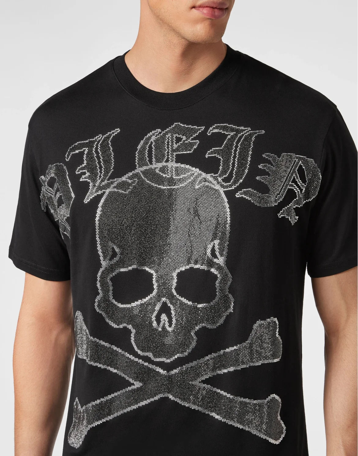 T-shirt Round Neck SS with Crystals Gothic Plein Strass, цвет: Черный