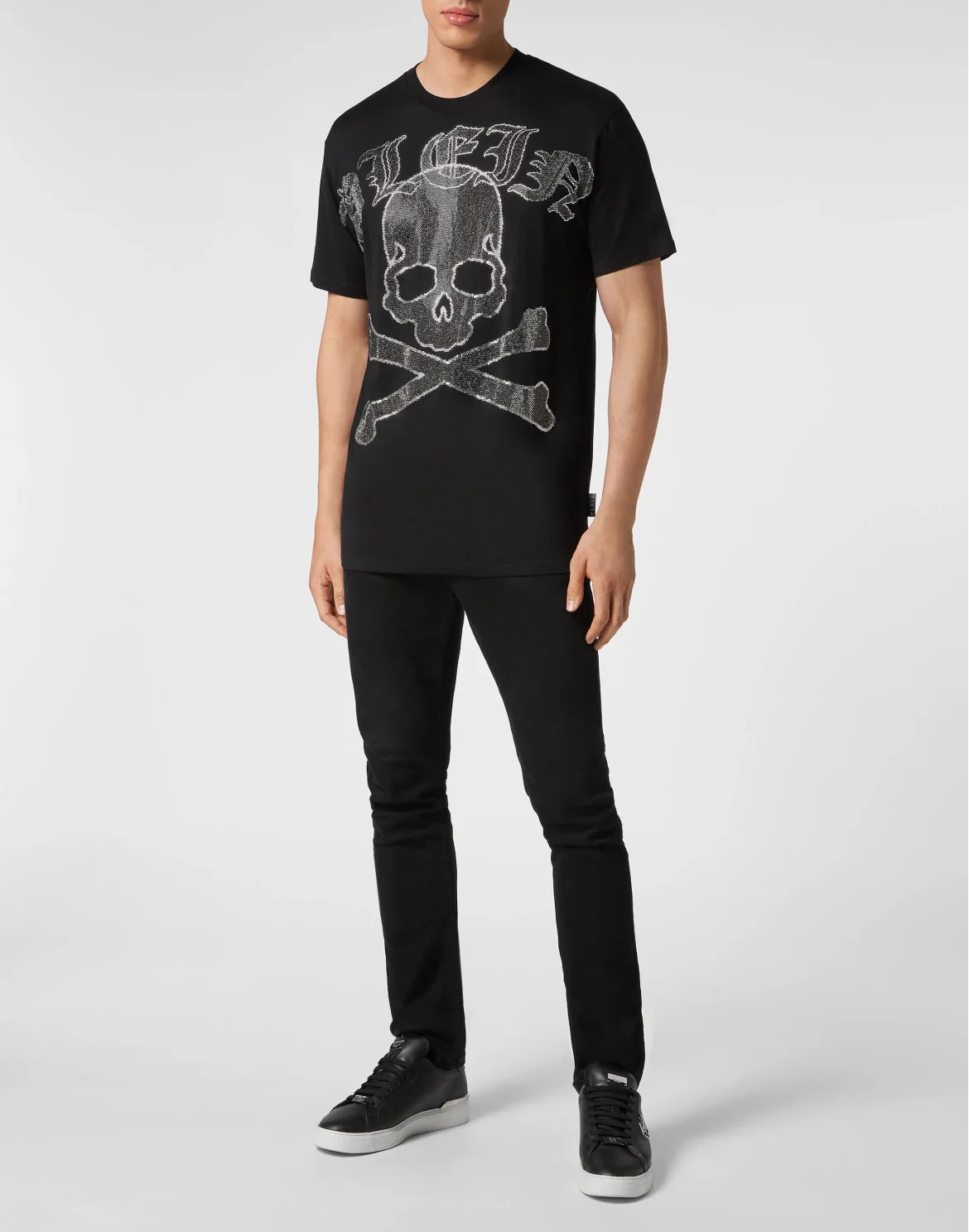T-shirt Round Neck SS with Crystals Gothic Plein Strass, цвет: Черный