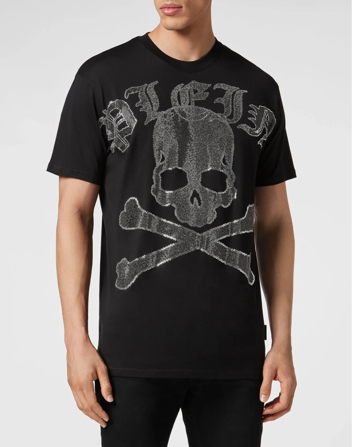 T-shirt Round Neck SS with Crystals Gothic Plein Strass, цвет: Черный